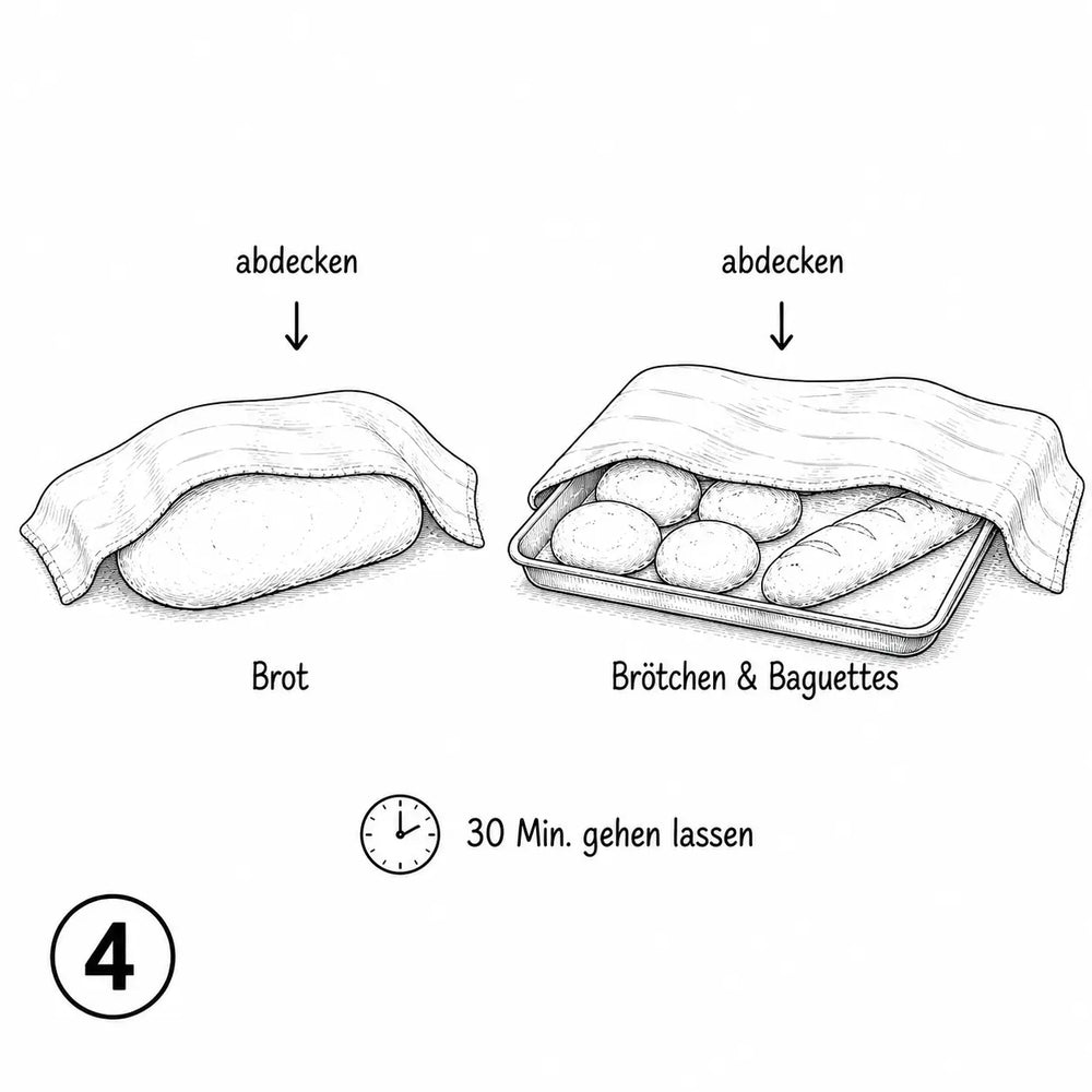 Anleitung Schritt 4: geformtes broat Meisterstueck Brot oder Broetchen und Baguettes abgedeckt 30 Minuten gehen lassen