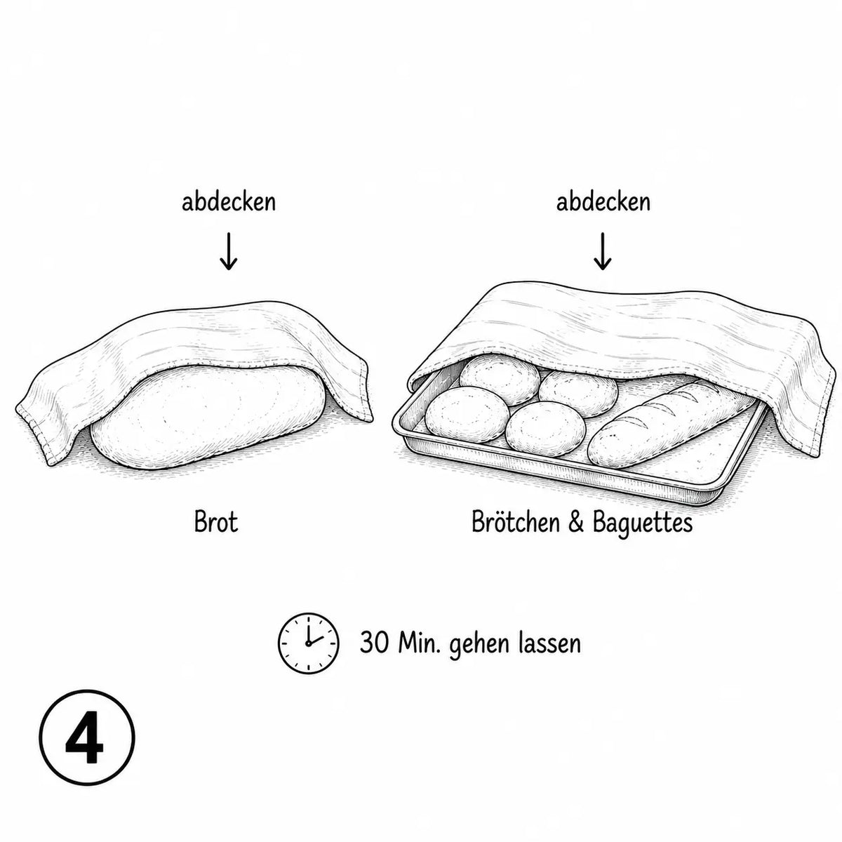 weitere 30 Min. gehen lassen (Ofen auf 230 °C vorheizen)