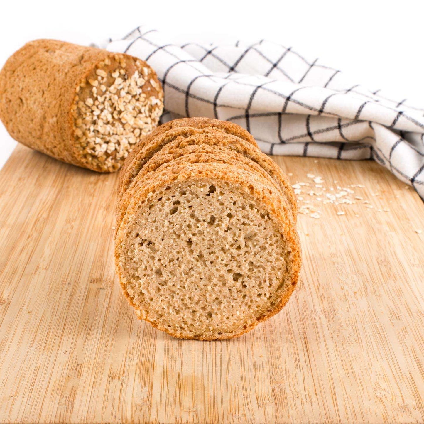 Glutenfreie Bio Backmischung Broat® – perfekt für Brot im Weckglas gebacken, ohne Zusatzstoffe, ballaststoffreich, zuckerarm und ideal für Single-Haushalte. Abgebildet als Endprodukt -  das Feine 
