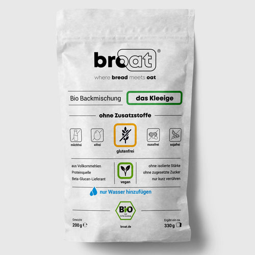 Broat Bio-Brot-Backmischung "das Kleeige", glutenfrei, vegan, ohne Zusatzstoffe, 200g Packung